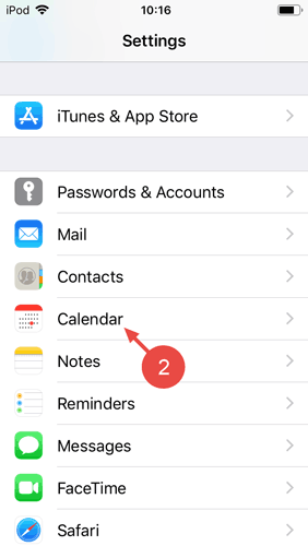 In the settings of iOS, open the "Calendar".